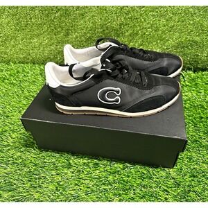 Coach CBO06 Men's Flat Sneaker Black Optic White Size 7.5D New in Box MFSRP $165